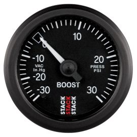 Autometer 52mm Stack Instruments -30INHG to +30PSI Mechanical Boost Gauge - Black buy in USA