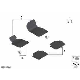 Genuine Front Right Left Floor Mats Set 2 Pieces Anthracite RHD 51 47 7 910 606 buy in USA