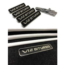 V12 Biturbo Emblem Mercedes Benz Style Metal Emblems for Floor Mats V12 Biturbo Floor Logo Badge for Mercedes-Benz Vehicles 4 pcs buy in USA