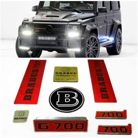 Mercedes Benz G-Class W463 G63 G55 G500 G700 Wagon G Class Set of Badges Emblems Engine Bay Logo Stickers Covers Exterior Interior 8 pcs Set Brabus 700 Style buy in USA