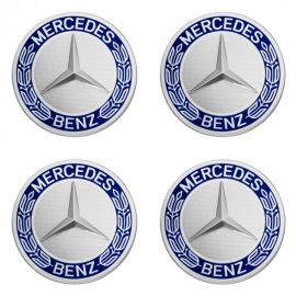 Mercedes-Benz Radnabenabdeckungen-Set, Stern mit Lorbeerkranz blau klassisches Design buy in USA