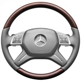 Mercedes-Benz Holz-Leder-Lenkrad mit ALDW & LSP, basaltgrau, M-/GLE-Klasse (W166) buy in USA