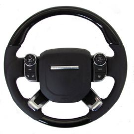 Range Rover Vogue L405 (2013+) - Wood & Leather Steering Wheel (Black Piano Wood) buy in USA