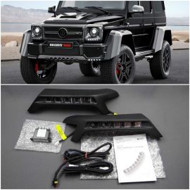 Mercedes W463 G Wagon Class Front Bumper Fiberglass Lip Spoiler 4x4 Brabus Style with LEDs Set buy in USA