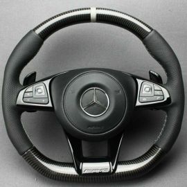 Mercedes-Benz W213 Class AMG Style Steering Wheel – Carbon Leather Gray Stripe buy in USA