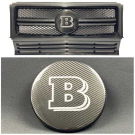 Carbon Fiber Front Grille with Gray Badge Emblem Logo – Brabus for Mercedes-Benz G-Wagon G-Class W463 buy in USA