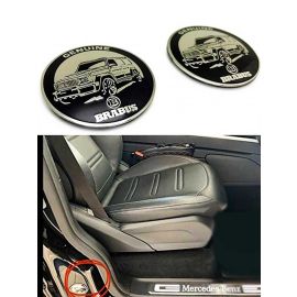 Mercedes-Benz W463A/W464 G63/G500 Brabus Style Metallic Black Chrome Glossy Body Interior Pillars Round Badges Emblems Logos (2 pcs set) buy in USA