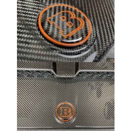 Carbon fiber Brabus logo with oragne trim for Mercedes G Class bonnet buy in USA