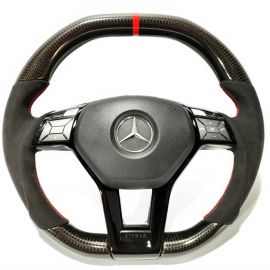 Mercedes W212/W204/W218 AMG Style Steering Wheel with Carbon Alcantara and Red Stripe buy in USA