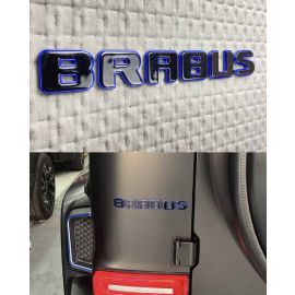 Tail Brabus badges black letters with blue trim on Mercedes trunk buy in USA