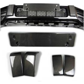 Front Bumper Carbon Fangs Number Plate Add-Ons Clips Brackets 5 pcs Set for Mercedes Benz W463A W464 G63 G500 G Wagon G Class buy in USA