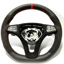 Mercedes-Benz W205 C/GLS/GLE/CLA/CLS Steering Wheel Leather Alcantara Red Stripe buy in USA