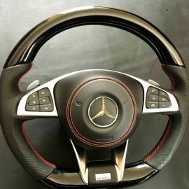 Mercedes Steering Wheel GLE GLC GLS W205 Brabus Style Carbon Piano Black Leather buy in USA