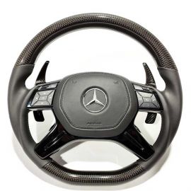 Carbon steering wheel with leather grips and switches for Mercedes-Benz ML (W166), GL (GLS), GLE (W292), G (W463), E (W212) buy in USA