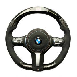 BMW F15/F30 M-Style Steering Wheel Carbon Fiber Alcantara LED Flat Bottom buy in USA