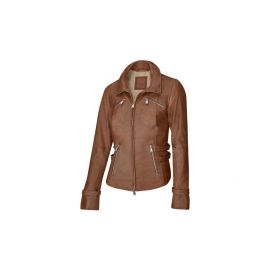 Womens leather jacket, cognac, B66041686 buy in USA