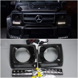 Carbon Fibre Headlight Covers with OEM LED for Mercedes W463 G63 G65 BRABUS Style buy in USA