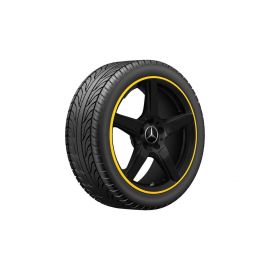 AMG 5-spoke wheel, 45.7 cm (18-inch), rim flange painted yellow, SLK-SLC, 235/40 R18/, matt black, A17240128029Y43 buy in USA