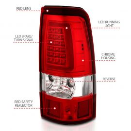 ANZO 2003-2006 Chevy Silverado 1500 LED Taillights Plank Style Chrome With Red/Clear Lens buy in USA