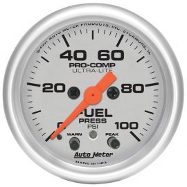 Autometer Ultra-Lite 52mm 0-100 PSI Fuel Pressure w/ Peak Memory Warning Gauge buy in USA