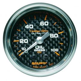 Autometer Carbon Fiber 52mm 100 PSI Mechanical Oil Pressure Gauge buy in USA