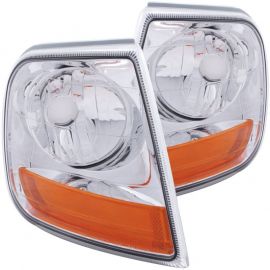 ANZO Corner Lights 1997-2003 Ford F-150 HARLEY - DAVIDSON Style Corner Lights Chrome w/ Amber Rflct buy in USA