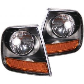 ANZO Corner Lights 1997-2003 Ford F-150 HARLEY DAVIDSON Style Corner Lights Black w/ Amber Reflector buy in USA