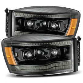 AlphaRex 06-08 Dodge Ram 1500HD LUXX LED Projector Headlights Plank Style Alpha Blk w/Seq Signal/DRL buy in USA