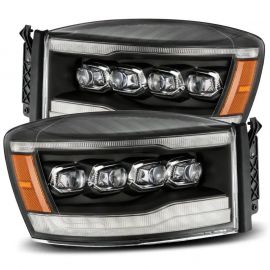 AlphaRex 06-08 Dodge Ram 1500HD NOVA LED ProjHeadlights Plank Style Blk w/Seq Signal/DRL/Amber LED buy in USA