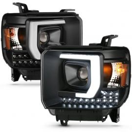 ANZO 2014-2015 Gmc Sierra 1500HD Projector Plank Style Headlight Black W/ Drl buy in USA