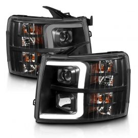 ANZO 07-13 Chevrolet Silverado 3500 Projector Headlights - Black Amber buy in USA