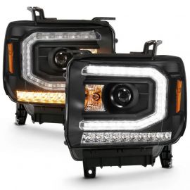 ANZO 2016-2019 Gmc Sierra 1500 Projector Headlight Plank Style Black w/ Sequential Amber Signal buy in USA