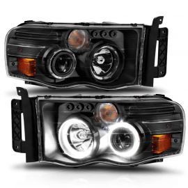 ANZO 2002-2005 Dodge Ram 1500 Projector Headlights w/ Halo Black Clear Amber buy in USA