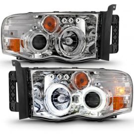 ANZO 2002-2005 Dodge Ram 1500 Projector Headlights w/ Halo Chrome Clear Amber buy in USA