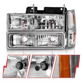 ANZO 88-98 Chevrolet C1500 Crystal Headlights Chrome w/ Signal and Side Marker Lights buy in USA