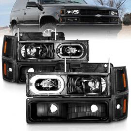 ANZO 88-98 Chevrolet C1500 Crystal Headlights Black Housing w/ Signal and Side Marker Lights buy in USA