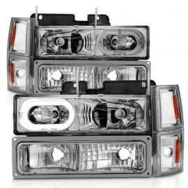 ANZO 88-98 Chevrolet C1500 Crystal Headlights Chrome Housing w/ Signal and Side Marker Lights buy in USA