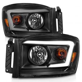 Anzo 06-09 Dodge RAM 1500/2500/3500 Headlights Black Housing/Clear Lens (w/ Light Bars) buy in USA