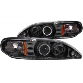 ANZO 1994-1998 Ford Mustang Projector Headlights w/ Halo Black 1pc buy in USA