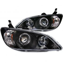 ANZO 2004-2005 Honda Civic Projector Headlights w/ Halo Black buy in USA