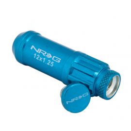 NRG 700 Series M12 X 1.25 Steel Lug Nut w/Dust Cap Cover Set 21 Pc w/Locks & Lock Socket - Blue buy in USA