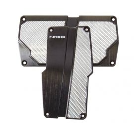 NRG Brushed Aluminum Sport Pedal A/T - Black w/Silver Carbon buy in USA