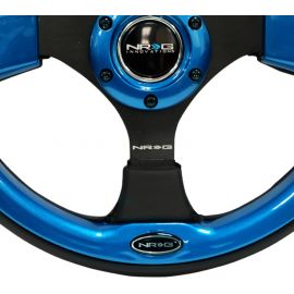 NRG Reinforced Steering Wheel (320mm) Blk w/Blue Trim buy in USA