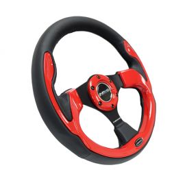 NRG Reinforced Steering Wheel (320mm) Blk w/Red Trim & 5mm 3-Spoke buy in USA