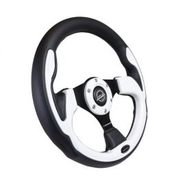 NRG Reinforced Steering Wheel (320mm) Blk w/White Trim & 4mm 3-Spoke buy in USA