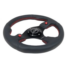 NRG Reinforced Steering Wheel (320mm) Blk Leather w/Dual Buttons buy in USA