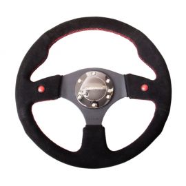 NRG Reinforced Steering Wheel (320mm) Blk Suede w/Dual Buttons buy in USA