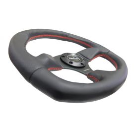 NRG Reinforced Steering Wheel (320mm Horizontal / 330mm Vertical) Leather w/Red Stitching buy in USA