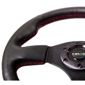 NRG Reinforced Steering Wheel (320mm) Leather w/Red Stitch buy in USA