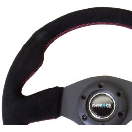 NRG Reinforced Steering Wheel (320mm) Suede w/Red Stitch buy in USA